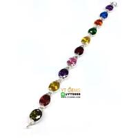 ราคา สร้อยข้อมือนพเก้า สร้อยข้อมือเงินแท้ 92.5% ประดับ พลอยหลากสี (cz) YTG-8661 (5008173020)
