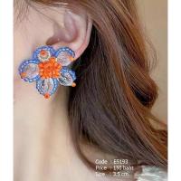 ราคา ต่างหูโอเวอร์ไซส์ ดอกไม้ลูกปัด งานแฮนด์เมด_E5193 (20396442056)