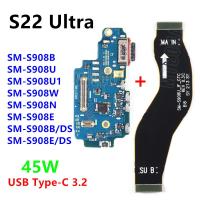 ราคา สําหรับ Samsung Galaxy S22 Ultra SM-S908B S908U S908E 45W Fast USB Charger Dock Connector พอร์ตชาร์จเมนบอร์ด Flex Cable (40408502323)