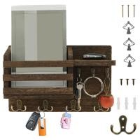 ราคา ที่ใส่กุญแจ ที่แขวนกุญแจติดผนังพร้อมตะขอและชั้นวางกุญแจไม้และที่วางจดหมายติดผนังสําหรับ Entryway SHOPTKC4441 (40524503635)