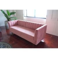 ราคา โซฟากำมะหยี่สีชมพูมือสอง (9077857993)