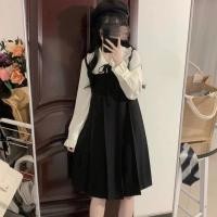 ราคา กระโปรงชุดนักเรียนหญิง ชุด 2 ชิ้น เสื้อแขนยาว+กระโปรงเอี๊ยมสีดำ กระโปรงชุดนักเรียนสไตล์ญี่ปุ่น (27504788067)