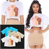ราคา เสื้อครอปปีกค้างคาวหลวม เสื้อยืดจระเข้ พิมพ์ลายกําปั้น 3 สี (25577944953)