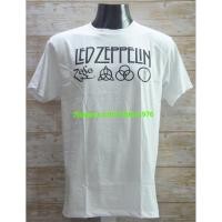 ราคา เสื้อวง LED ZEPPELIN ลาย โลโก้และสัญลักษณ์ 4 อย่าง Graphic Band สีขาว LZN8130 (19522168150)