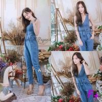 ราคา จั้มสูทขายาว งานแบบLandmee' ผ้ายีนส์เทียม เนื้อผ้าอย่างดี แต่งกระดุมด้านหน้าคอวี (9711175)