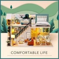 ราคา [พร้อมส่ง] บ้านตุ๊กตา DIY บ้านโมเดิร์น 2 ชั้น รุ่น Comfortable Life มีฝาครอบ มีกล่องดนตรี (เขียว L031) (8703824846)