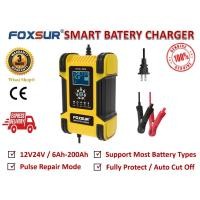 ราคา FOXSUR เครื่องชาร์จสลายซัลเฟตและฟื้นฟูแบตเตอรี่รถยนต์และรถจักรยานยนต์ Battery Charger 12V/24V 12A/6-200Ah รุ่นFBC122412D (16480576640)