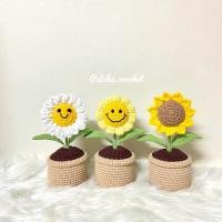 ราคา ดอกไม้ถัก กระถางดอกไม้ถักโครเชต์ (28206042171)