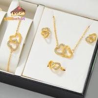 ราคา ชุดเครื่องประดับสำหรับผู้หญิง 5 ชิ้น แหวนและต่างหูทรงเรียบหรูพร้อมพลอย Swarovski (27994492565)