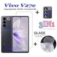 ราคา 3-in-1 สําหรับ Vivo V27E กระจกนิรภัยโปร่งใส Vivo V25 V25E V23 S16E ป้องกันหน้าจอ Vivo Y100 Y16 Y02 Y02S Y22S ป้องกันฟิล์ม + ฟิล์มด้านหลัง + ฟิล์มเลนส์ (49607490954)