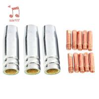 ราคา 13Pcs CO2 Mig Welding Torch Aircooled MB 15AK Contact Tip Holder Gas Nozzle 0.8mm Welder Shield Shroud Nozzle Tip Kit (10215376717)