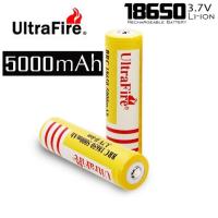 ราคา ถ่านแท้ UltraFire 18650 Lithium ถ่านชาร์จ 18650 3.7V 5000 mAh ใส่พัดลม powerbank พัดลมมือถือ (27157457280)