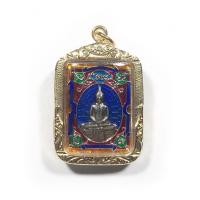 ราคา เหรียญแสตมป์ พิมพ์ใหญ่ หลววพ่อโสธร วัดโสธรแปดริ้ว เนื้อกะไหล่เงินลงยา เลี่ยมทองไมครอนแกะลายยกสิงห์ (24059524381)