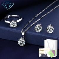 ราคา LY JEWELRYเซ็ทเครื่องประดับเงินแท้S925ฝังเพชรโมอีส 0.50-2 กะรัต D-VVS1 : D1002-D2007-D3008 (13685596612)
