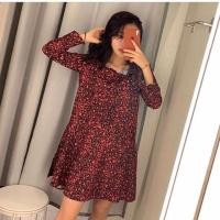 ราคา มินิเดรสแขนยาวทรงเชิ๊ตคอปก สีแดงเลือดหมู ปริ๊นลายเสือ (2801735081)