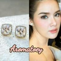 ราคา ต่างหูสี่เหลี่ยมล้อมกรอบเพชร CZ Cubic Zirconia ไม่ลอกไม่ดำ งานแบบดารา สวยคู่เดรส ชุดทำงาน ชุดออกงาน มอบของขวัญได้ (170807623)