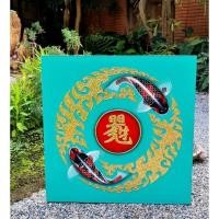 ราคา (สินค้าพรีออเดอร์)ภาพวาดปลาคราฟคู่มงคลขนาด60×60cm. (23335372679)