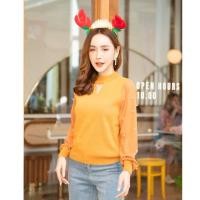 ราคา เสื้อไหมพรมแขนยาว เสื้อยืดได้ แขนชีฟองแต่งมุก (6110685638)