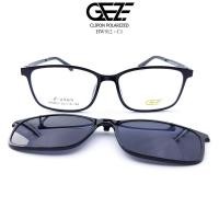 ราคา กรอบแว่นสายตา GEZE Clip-On รุ่น HW912-C1 เต็มกรอบสีดำเงา คลิปออนแม่เหล็ก เลนส์กันแดด Polarized (937351471)
