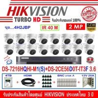 ราคา HIKVISION กล้องวงจรปิด2MP รุ่นDS-2CE56D0T-IT3F หรือ DS-2CE78D3T-IT3F 3.6(16)+DVR IDS-7216HQHI-M1(S)(1)+ชุดอุปกรณ์ 4H2JBP (9031092730)