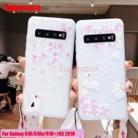ราคา Flower Girly Case For Samsung S10e S10+ S10 S9+ S9 S8+ S8 Plus A7 A9 2018 Case Soft TPU Rabbit Phone Case + Free Lanyrad (2247092991)