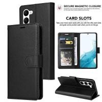 ราคา กระเป๋าสตางค์ ซองหนังพลิก Samsung Galaxy S23 5G - ซองหนังขาตั้งกระเป๋าสตางค์ปลอกสีดํา (24894554735)