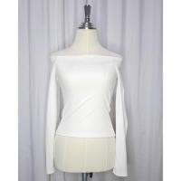 ราคา เสื้อแขนยาวปาดไหล่สีขาว ผ้ายืด ป้าย Dazy (49207788219)