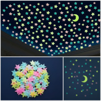 ราคา ชุดสติ๊กเกอร์ติดผนังรูปดาวและดวงจันทร์ 3D PVC 100 ชิ้น เรืองแสงในที่มืด สําหรับห้องเด็ก (50101003022)