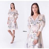 ราคา งานป้ายเดรสแขนสี่ส่วนแต่งมุก พิมพ์ลายสิงโต (750967434)