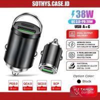 ราคา Mini Car Charger Car Motorcycle 2 Port Type C & USB A PD 38W Fast Charging Adapter Car Charger QC 3.0 PD 38W Dual Output Delivery (52655777418)