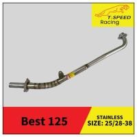 ราคา [ฟรีประเก็นปากท่อ] คอท่อ Suzuki Best 125 แบบยาว ใส่ปลายเดิม สแตนเลส 304 ลายปล้อง Size: 25-32-38 mm. (17597198488)