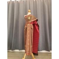 ราคา สีแดง ชุดไทยจักรพรรดิ ชุดไทยจักรี ชุดไทยห่มสไบ (47203261097)