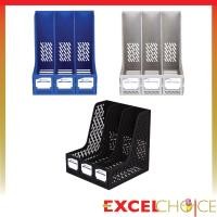 ราคา ตราช้าง กล่องเอกสารพลาสติก 3ช่อง ดำ เทา น้ำเงิน Magazine Holder (53604764477)