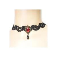 ราคา TANITTgems Vintage Ruby French Black Lace Necklace#256 (453187842)