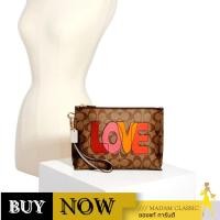 ราคา Coach C2890 Rowan Pouch In Signature Canvas with Love Print กระเป๋าคล้องมือ