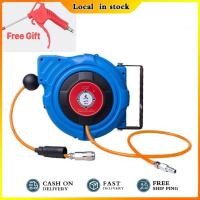 ราคา 10M / 15M / 20M PU AIR HOSE REEL WITH AIR GUN RETRACTABLE AUTO REWING HOSE PIPE PNEUMATIC REEL AIR BLOWER GUN WALL MOUNT (40977337697)