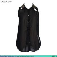 ราคา USED Xact - Sheer Black Cutout Sequin Top | เสื้อแขนกุดสีดำ สีทอง เสื้อซีทรู ปักเลื่อม คอปก สายฝอ แท้ มือสอง (25619050103)