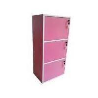 ราคา Kshop998 **บริการประกอบส่งให้พร้อมใช้งาน**ตู้ล็อคเกอร์เอนกประสงค์ 3ชั้น3บานประตู+3กุญแจ รุ่น Box03DK - สีชมพู (1094784511)