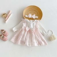 ราคา ชุดเดรสแขนยาวลูกไม้สีชมพูสำหรับทารกวัยหัดเดิน พร้อมโบคล้องผม (54850092029)