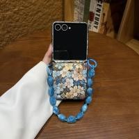 ราคา SAMSUNG ภาพวาดเกาหลีสีฟ้าสีเหลืองดอกไม้เคสโทรศัพท์หินสร้อยข้อมือสําหรับSamsung Galaxy ZFlip7 Z Flip6 Flip7 ZFlip 5 Zflip6 Zflip5 กันกระแทกปกหลัง (57002682425)