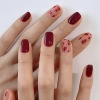 ราคา (พร้อมกล่อง) เล็บปลอมลายเสือดาวสีแดงเล็บปลอมทรงสี่เหลี่ยมคางหมูสั้น 24 ชิ้น/กล่อง R904 (28871139915)