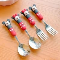 ราคา ช้อนส้อมการ์ตูนมิกกี้และมินนี่ตลกและน่ารักทําจากสแตนเลส 304 และซิลิคอน (41665521560)