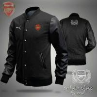 ราคา (จัดส่งฟรี) ARSENAL BLACK VARSITY BASEBALL JACKET (8776048295)