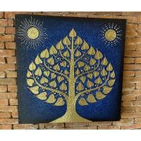 ราคา ภาพวาด กรอบรูป ต้นโพธิ์ ขนาด60×60cm ภาพมงคล สีอะคิลิคบีบเเต่งเส้นปิดทอง เรียกทรัพย์เสริมฮวงจุ้ย ตกแต่งบ้าน ศาสนสถาน (18602939615)