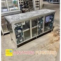 ราคา เคาน์เตอร์อลูมิเนียม 150 ซม. หน้ากระเบื้อง ประตูบานพับ ข้างอลูมิเนียม (22130236387)