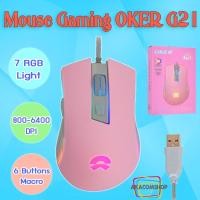 ราคา เมาส์เกมส์มิ่ง เมาส์มาโคร Mouse Gaming Macro OKER G21 สีชมพู (10001545037)