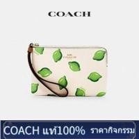 ราคา พร้อมส่ง แท้ 100% New Coach 1 ซิป S รุ่น CORNER ZIP WRISTLET WITH LIME PRINT (COACH 3283) IM/CHALK GREEN MULTI (9641436769)