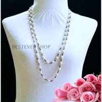 ราคา สร้อยคอมุกแท้ ร้อยด้วยมุกทรงรีสีขาว สลับด้วยมุกเม็ดเล็กสีเทาดำ มุกเลี้ยง มุกน้ำจืด สร้อยไข่มุก เครื่องประดับมุก (10904303855)