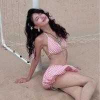 ราคา บิกินี่ 2 ชิ้น เซตดีไซน์เด็ก ชุดว่ายน้ํา 2 ชิ้น พร้อมเสื้อผูกกับกางเกงสามเหลี่ยมผสมกระโปรงฟักทอง (40702767118)