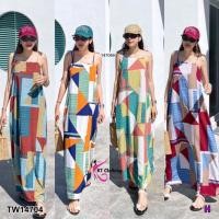 ราคา ชุดเดรสยาวสายเดี่ยว สี ฟ้า ส้ม เหลือง แดงเลือดหมู ใส่สบายๆ CL2807 TW14704 N3721 (4484439425)